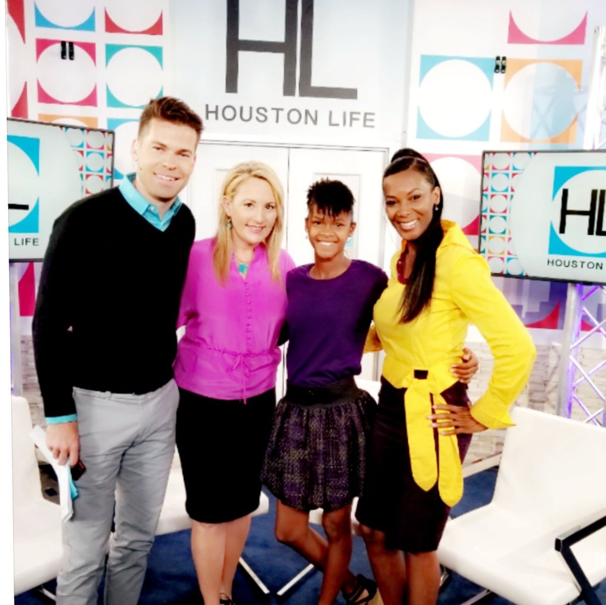 PrincessJ4Real's tweet image. Me pictured with @houstonlifetv hosts @JenniferBroome and @derrickshore ! I had a great time on set sharing about Sock Out Poverty, Inc. !