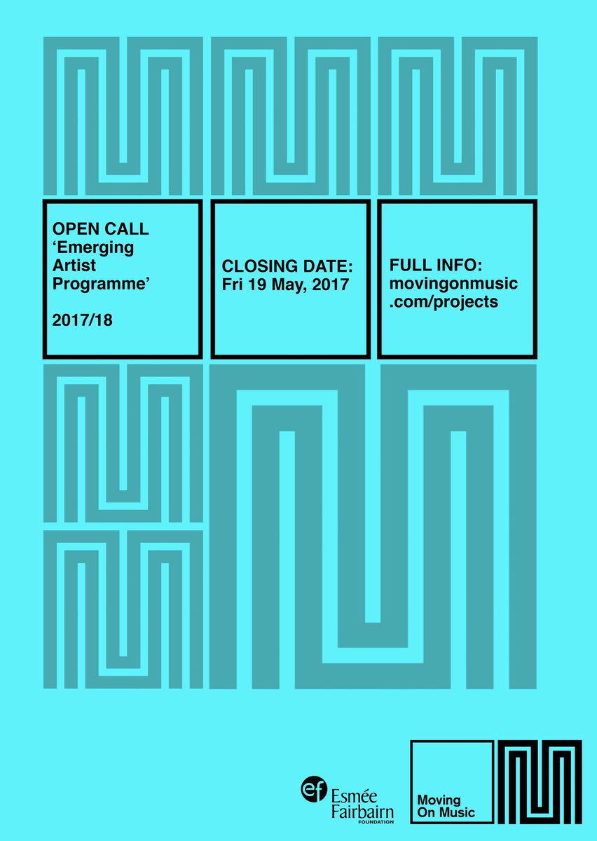 MovingOnMusic's tweet photo. REPOST:
Our 2017/18 Emerging Artists Programme is open for applications!
Closing date Fri 19 May.
Full info -> https://t.co/uiKdsuoiXc https://t.co/sOlUsg0n80