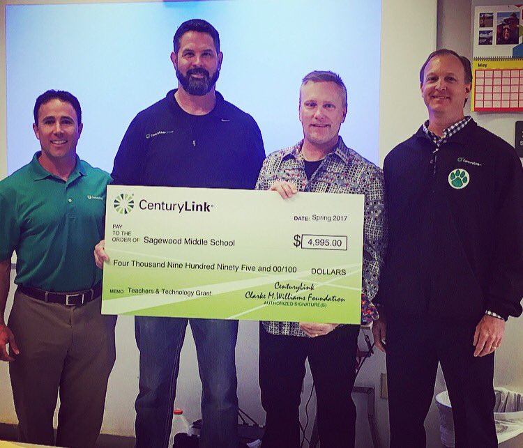 SagewoodMS's tweet photo. Congratulations to Rob Funk and our Innovation and Design Lab for winning a $4995 innovation grant from @CenturyLink! #SGMSPride dcsdk12 https://t.co/IJb6dHhBi0