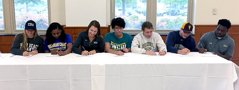 OLGCHS's tweet photo. Seven GC athletes signed letters of intent to play at the collegiate level this morning. Congratulations! https://t.co/OWldLEDe8z https://t.co/kx8QlDmjdc