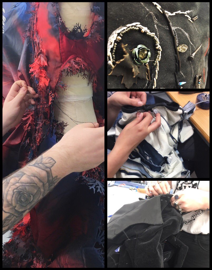 HuCostume's tweet photo. It's all hands to the fabric #costumes in the run up to @ADAHuddersfield #HuddCWT17 graduate costume show 16/6/17 at @HUDcostume @theLBT https://t.co/UNb5G6Ku8E