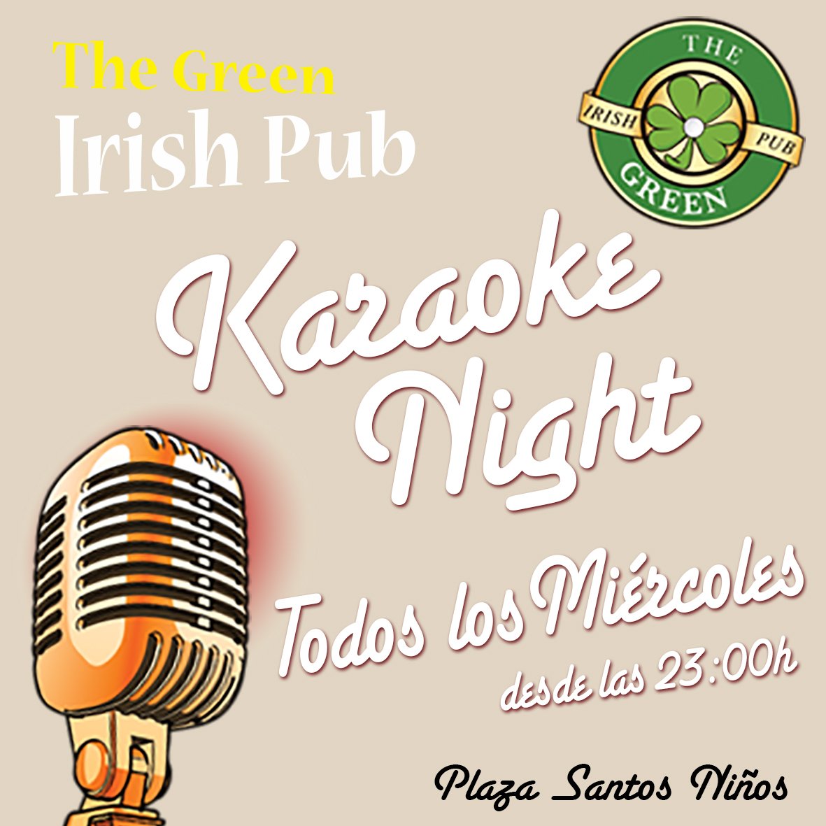 Por fin es miércoles y los miércoles son noche de Karaoke
Esta noche, prepárate tus temas y vente a dar el cante a The Green Irish Pub