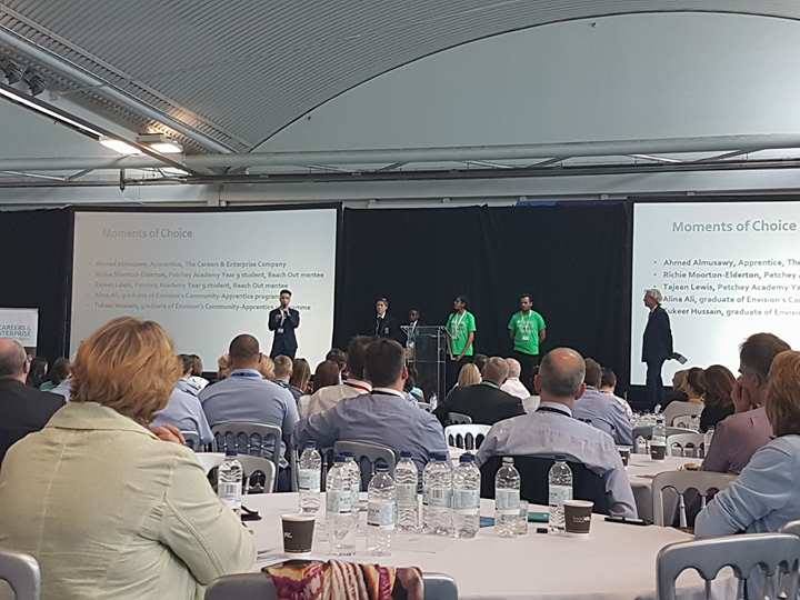 CareerMattersUK's tweet photo. An inspiring 'Moments of Choice' talk delivered by the young people today #cecjointhedots #careerent https://t.co/5bcScaWcO9