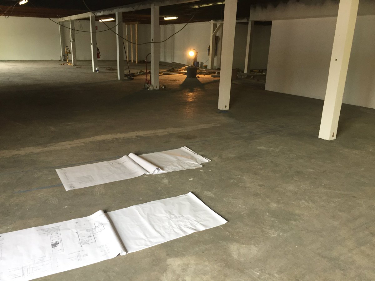 Progress! The ceiling is painted and the plumbing is getting installed in our new studio and wellness center on 54th St! We cannot wait!!!