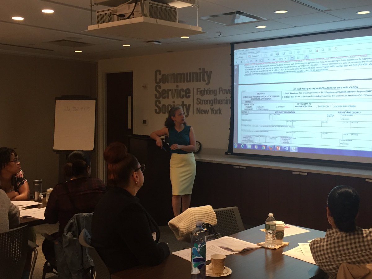 BPLCNYC's tweet photo. Ass't Dir @BenefitBuzz facilitating today's training for #SocialServiceProfessionals: #CashAssistance for Beginners, reviewing the CA app. https://t.co/PUim2xG8Ca