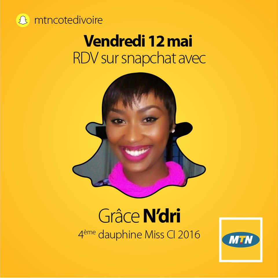 MTNCotedIvoire's tweet photo. Rejoignez-nous sur #Snapchat @mtncotedivoire #MissCI2016 #Dauphine #Miss #MissCI2017 #225 #CIV cc @comitemissci @jcfourrier https://t.co/0vliWXbac7