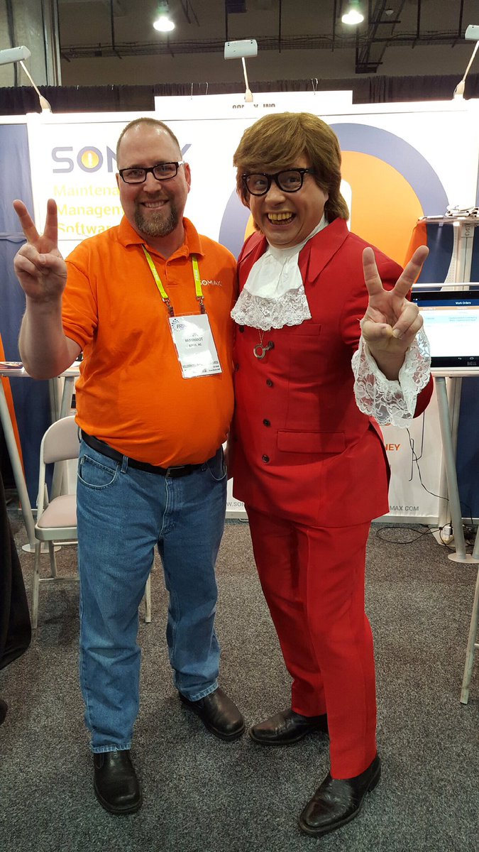 SOMAX_Inc's tweet photo. Austin Powers thought what we had to show was "Quite smashing baby, Yeahh!" Come see us today at booth 425! @FoodSafetySumit #IoT#Sanitation https://t.co/ib5ale1v00