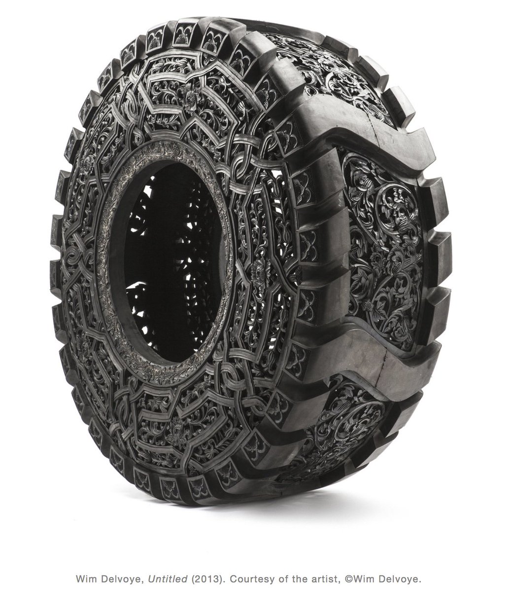 ArtistsMarket's tweet image. Carved car tire by Wim Delvoye... Wow unexpected craftsmanship! I never expected to be amazed by a carved tire, but that's the fun of art!
