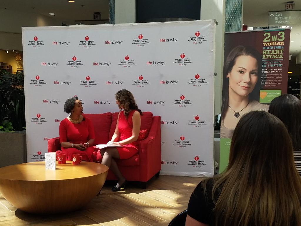 AHANewYork's tweet photo. Stroke Ambassador to #HeartWalk518 Rosalyn Wallace shares her story at #TheRedCouchTour. https://t.co/zDYJ31loe1