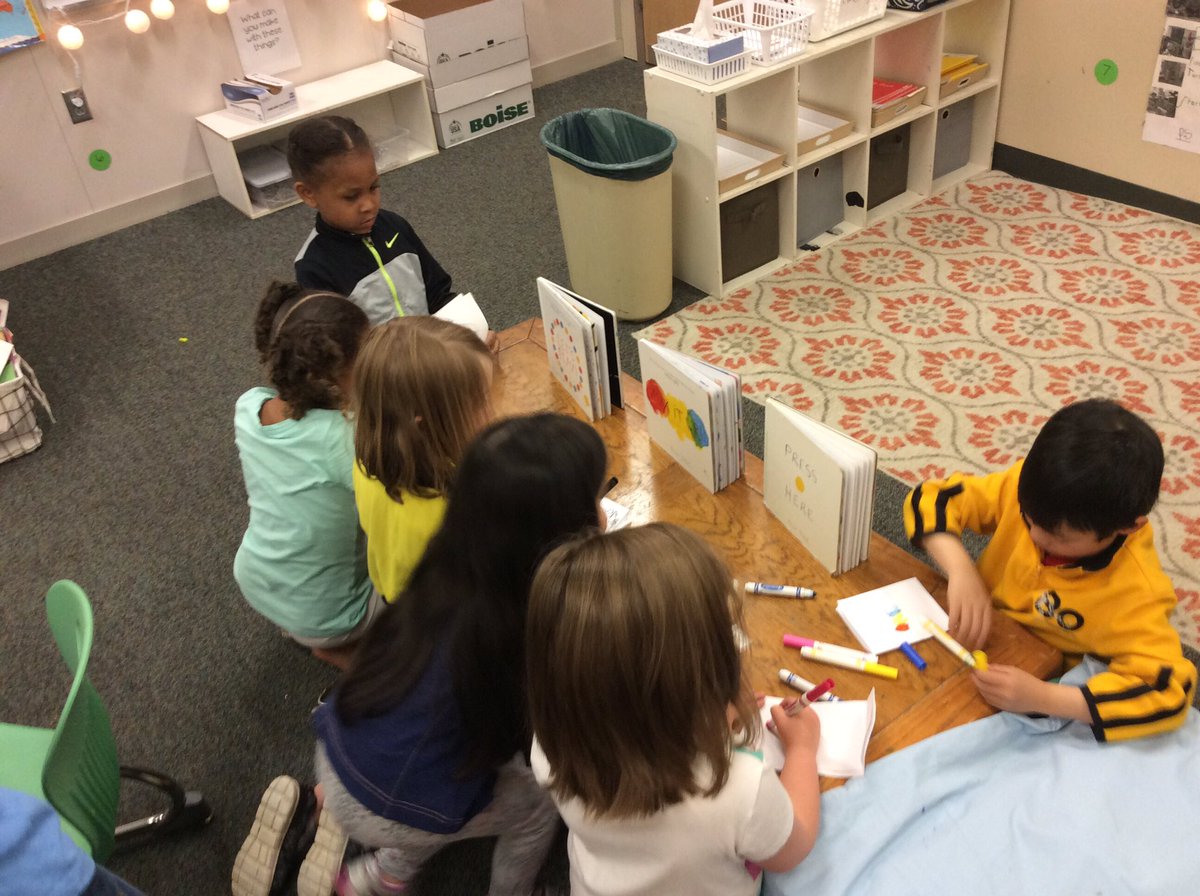 ELIwithMrsK's tweet photo. Day 2 of making practice books for Press Here inspired project. Excited to make our final products tomorrow with @chapmanthinkers! @ceDCSD https://t.co/yqEypUQcwL