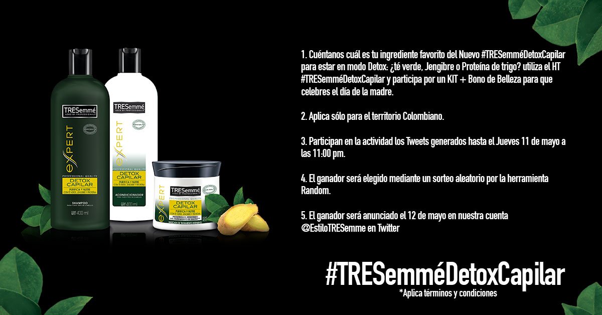 ¿Qué tal un bono de belleza de 150.000 pesos + Kit #TRESemméDetoxCapilar? ¡Participa ahora y celebra el día de la madre con @EstiloTRESemme https://t.co/z92x8SmuXf