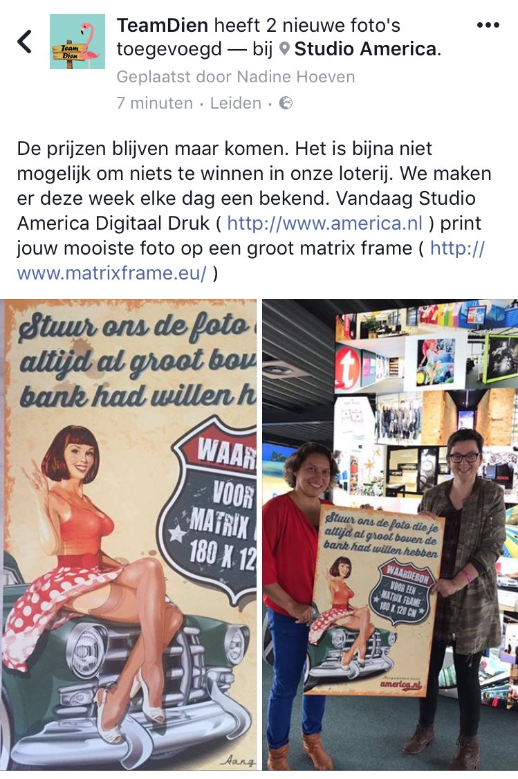 #studioamerica en #matrixframeEU heel erg bedankt voor deze gave prijs voor de #teamdienloterij