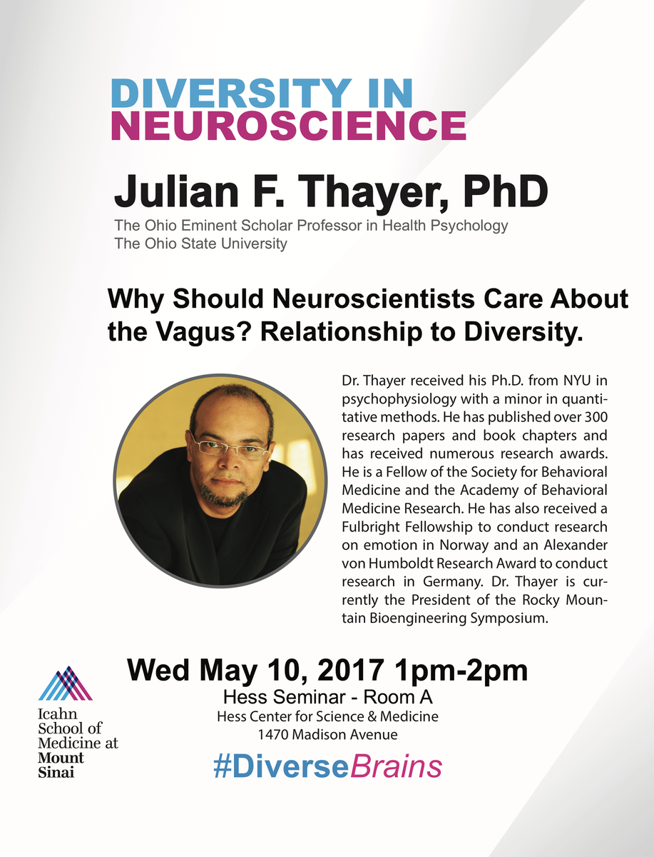 SinaiBrain's tweet image. TODAY! Julian Thayer on #ethnicdifferences in worry, as well as ethnic differences in #physiological responses &amp;amp; flexibility. #DiverseBrains