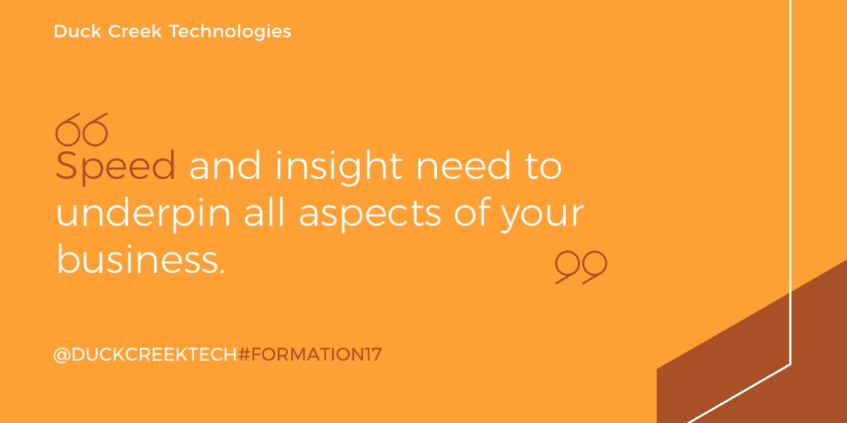 DuckCreekTech's tweet photo. Facts from #Formation17 @DuckCreekTech #insurtech #propertyandcasualty https://t.co/Ofo4Y96vK2