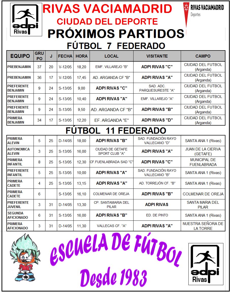 Horarios próximos partidos fin de semana 13 y 14 Abril 2017