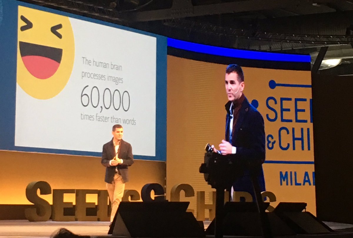 "The human brain processes images 60000 times faster than words" Sylvain Querne, head of marketing Facebook Italia! <a href="/SEEDSandCHIPS/">Seeds&Chips</a> #SaC17