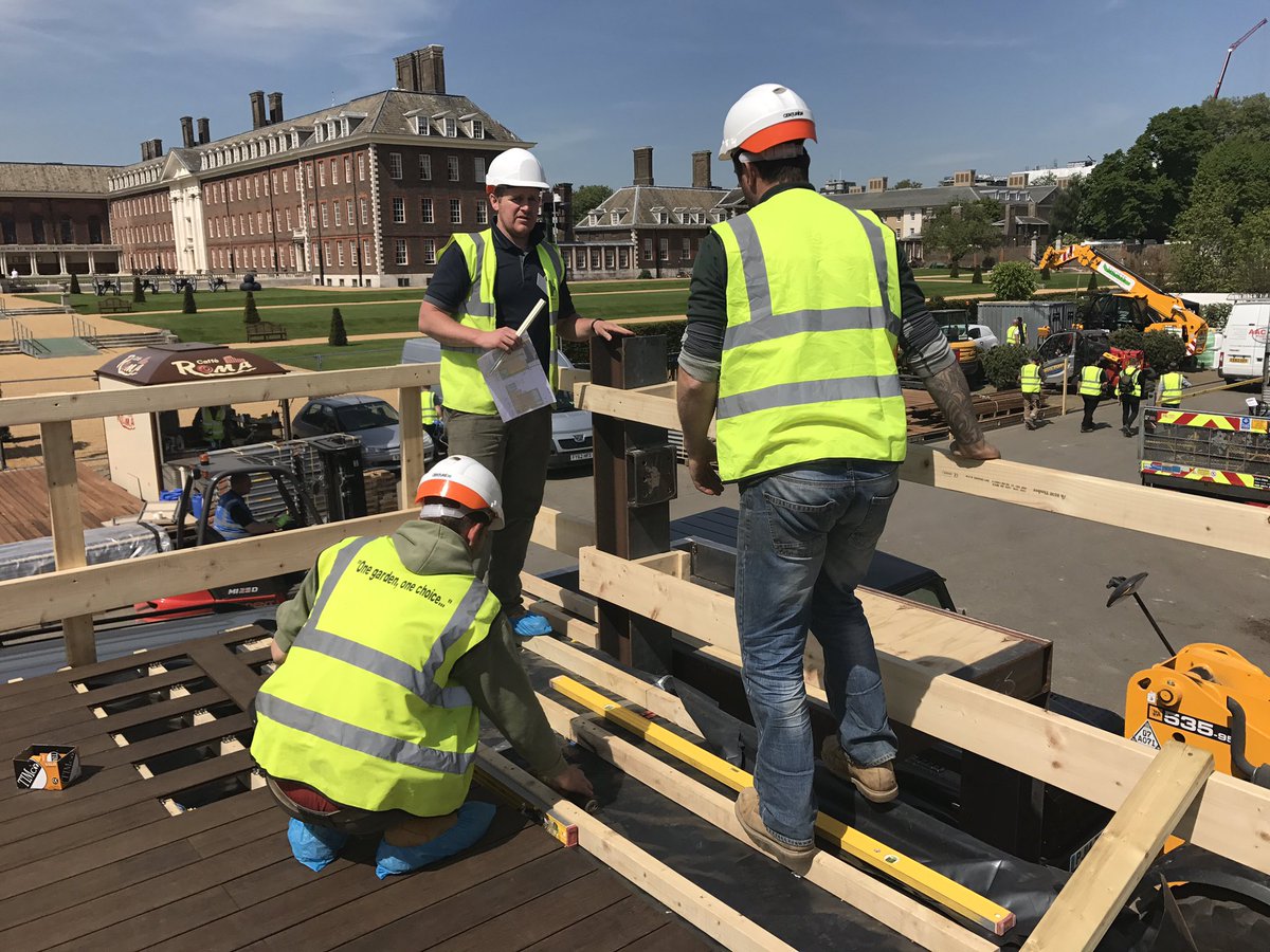 KateGouldGarden's tweet photo. @knchappers19 @TheTeamLand @MAD_Landscapes @LoknanUK #rhschelsea taking shape in the sunshine (even though Sam looks like he's on holiday!) https://t.co/j0s51HCNwa