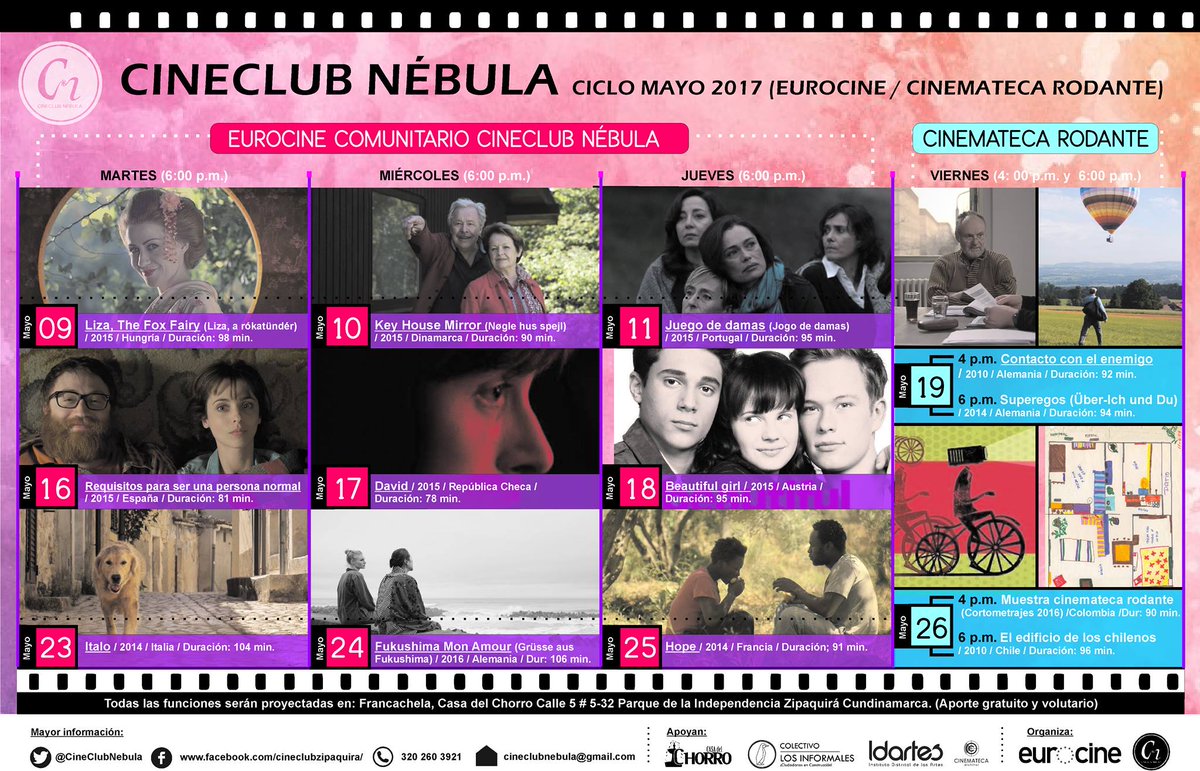 CineClubNebula's tweet photo. Y si llenas de buen cine este mes de mayo?? programate con nosotros!! #CineclubNébula #Eurocine https://t.co/Lv7KG4pvoC