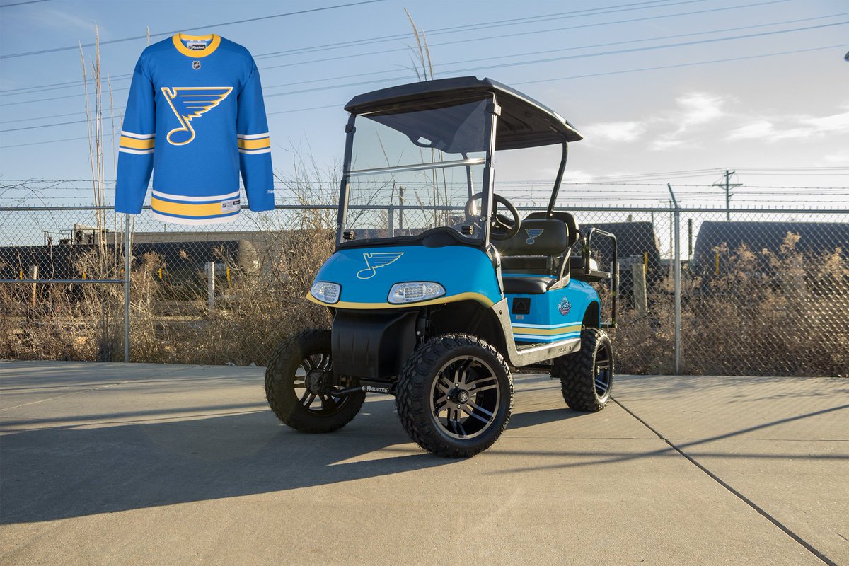 VIPGolfCarts's tweet photo. We are excited to announce our custom #stlblues carts! Visit https://t.co/kc4CLaHUMC to customize your own! (Maybe in time for 2018) https://t.co/k4ChyqPRB1