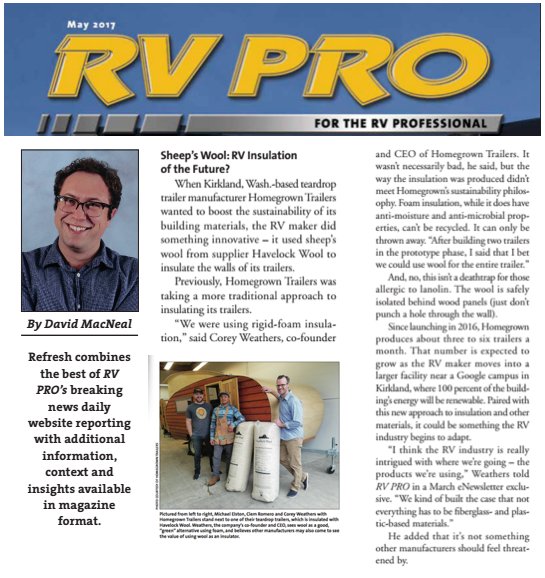 HavelockWool's tweet photo. Is sheep's wool the RV #insulation of the future? @DavidMacNeal takes a look for @RVProMagazine on pg 64: https://t.co/An6TwUqDCK #woolrules https://t.co/KnjJ1mmYDk