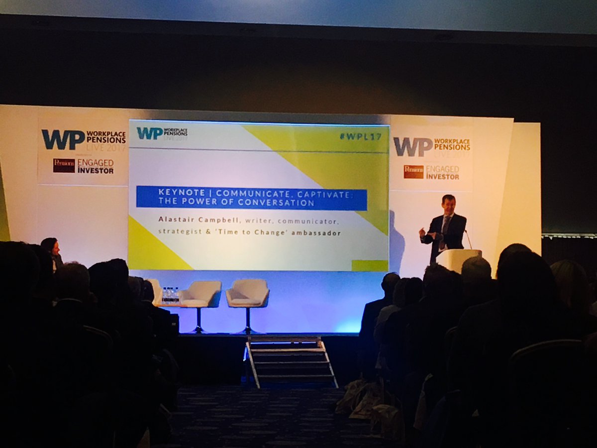 KimDondo's tweet photo. Alastair Campbell @campbellclaret enlightening the #RewardLive17 and #WPL17 audience on the power of communication https://t.co/RJwG4FnyTW