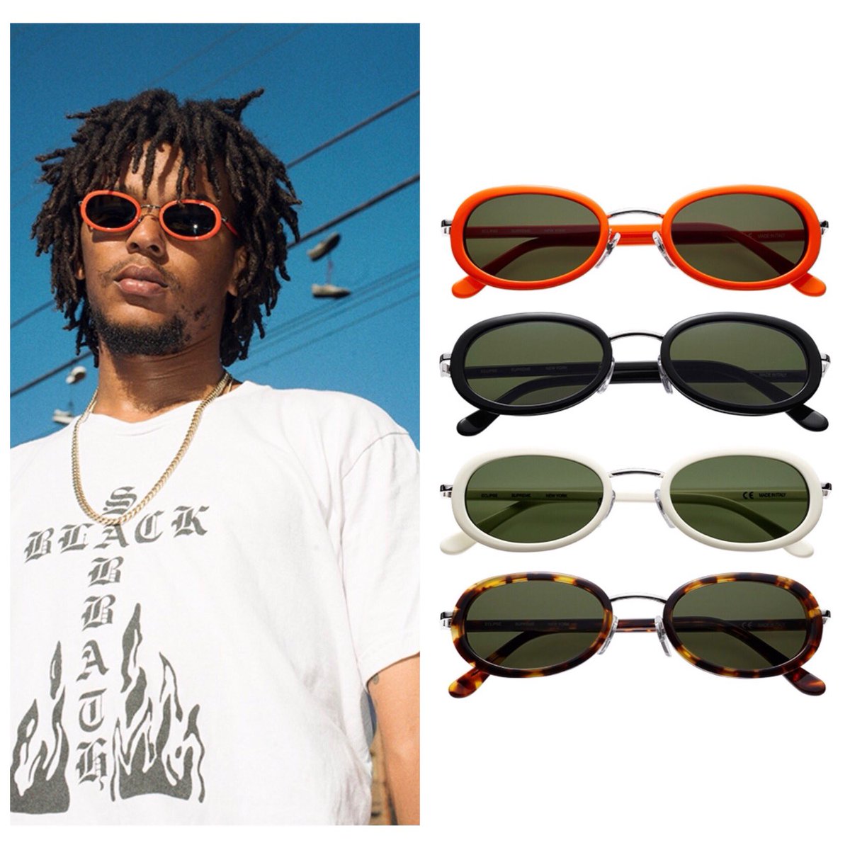 This spring Supreme will release five styles of sunglasses: The