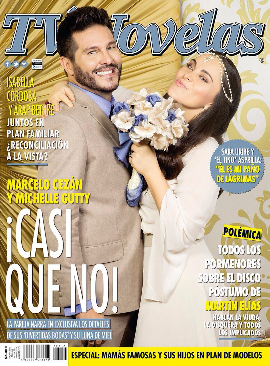 TVyNovelasCol's tweet photo. #Portada Estuvimos, en exclusiva, en las dos bodas de @MarceloCezan y @michellegutty. #casiqueno https://t.co/yqk2M3BcPY