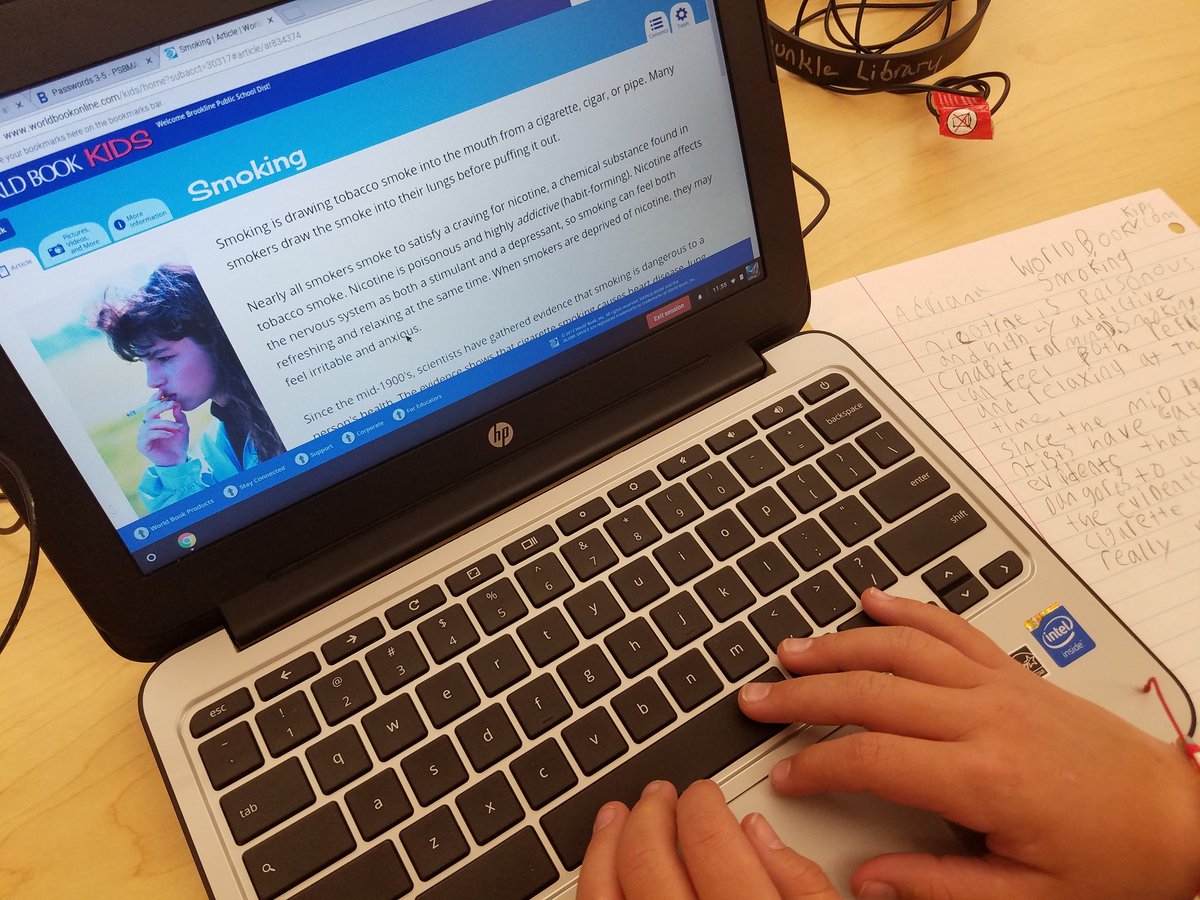 SleeperLibrary's tweet photo. 3L Working with Library chromebooks on their goal - evidence to support their argument writing. Topics- smoking, Syrian civil war, texting. https://t.co/aSNXSohPMO
