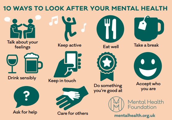 PosPowPot's tweet photo. 10 ways to look after your #mentalhealth 
Let's all #thrive with good #mentalhealth 
Every week is a #MentalHealthAwarenessWeek ! https://t.co/K7h1bzjpqX