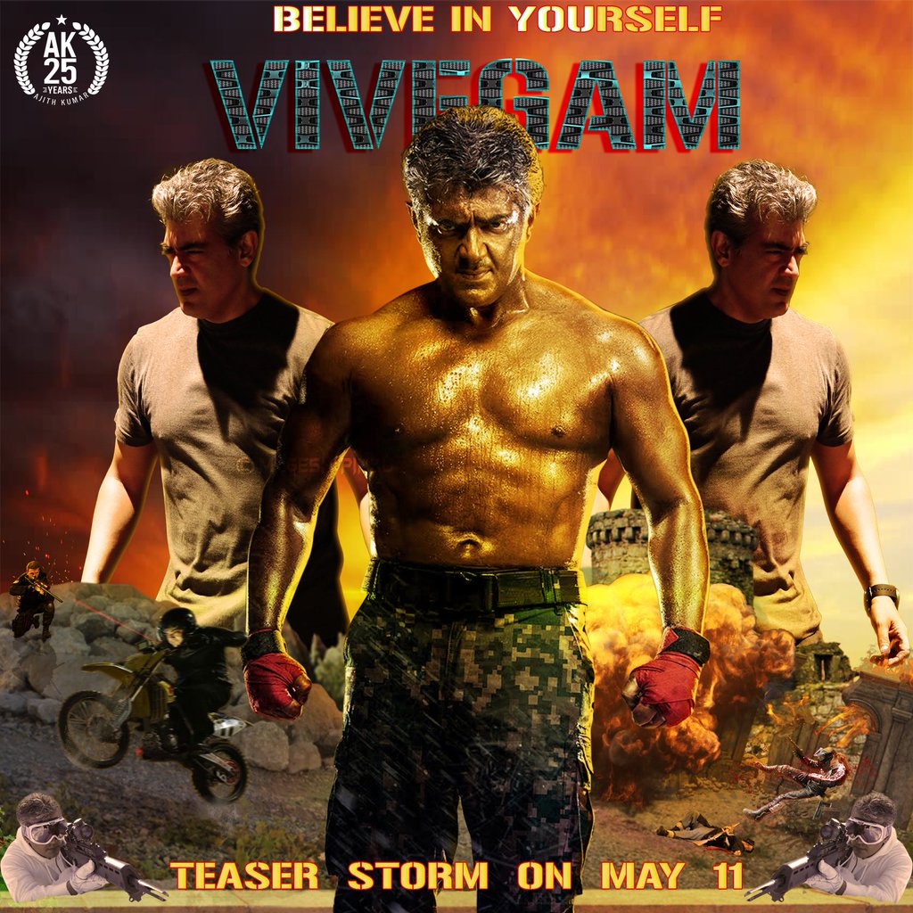 ThalaFansClub's tweet photo. Exactly 2 more hours to go for our Thala Ajith's Vivegam Teaser. #VolcanicVIVEGAMTeaserNight https://t.co/ciaazaAszY