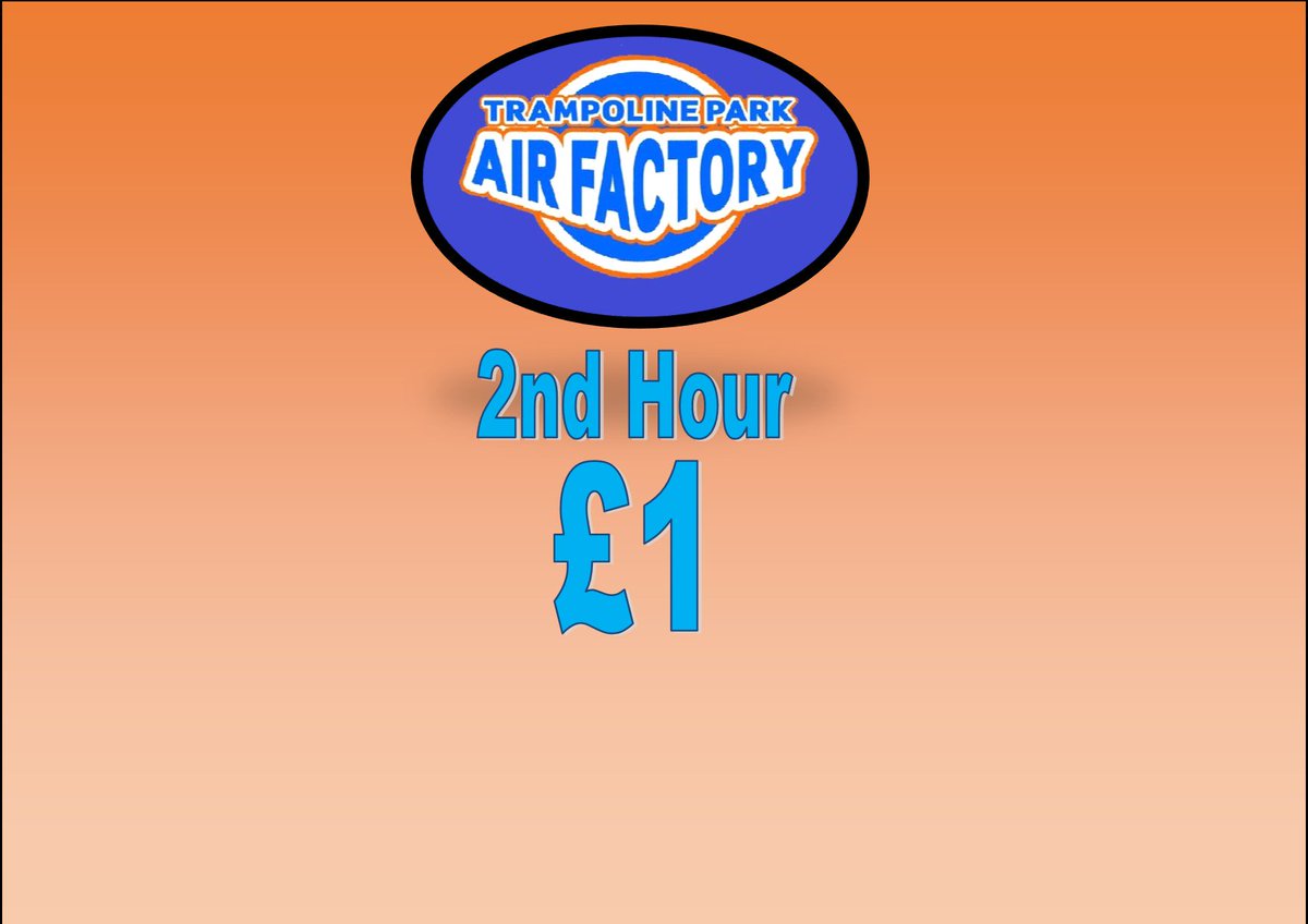 airfactory_uk's tweet photo. !!! Friday and Saturday Offer !!! Come and jump with us this Friday and Saturday (12th-13th) and get the second hour you book for just £1. https://t.co/K5HI8hDJW4