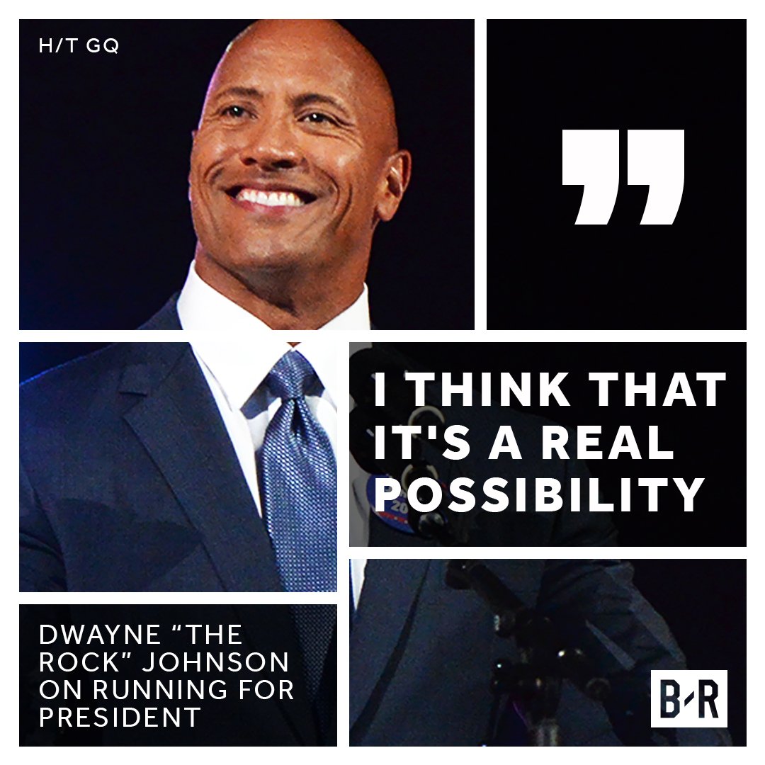 BleacherReport's tweet photo. .@TheRock in 2020? https://t.co/CU7dG0rEQB