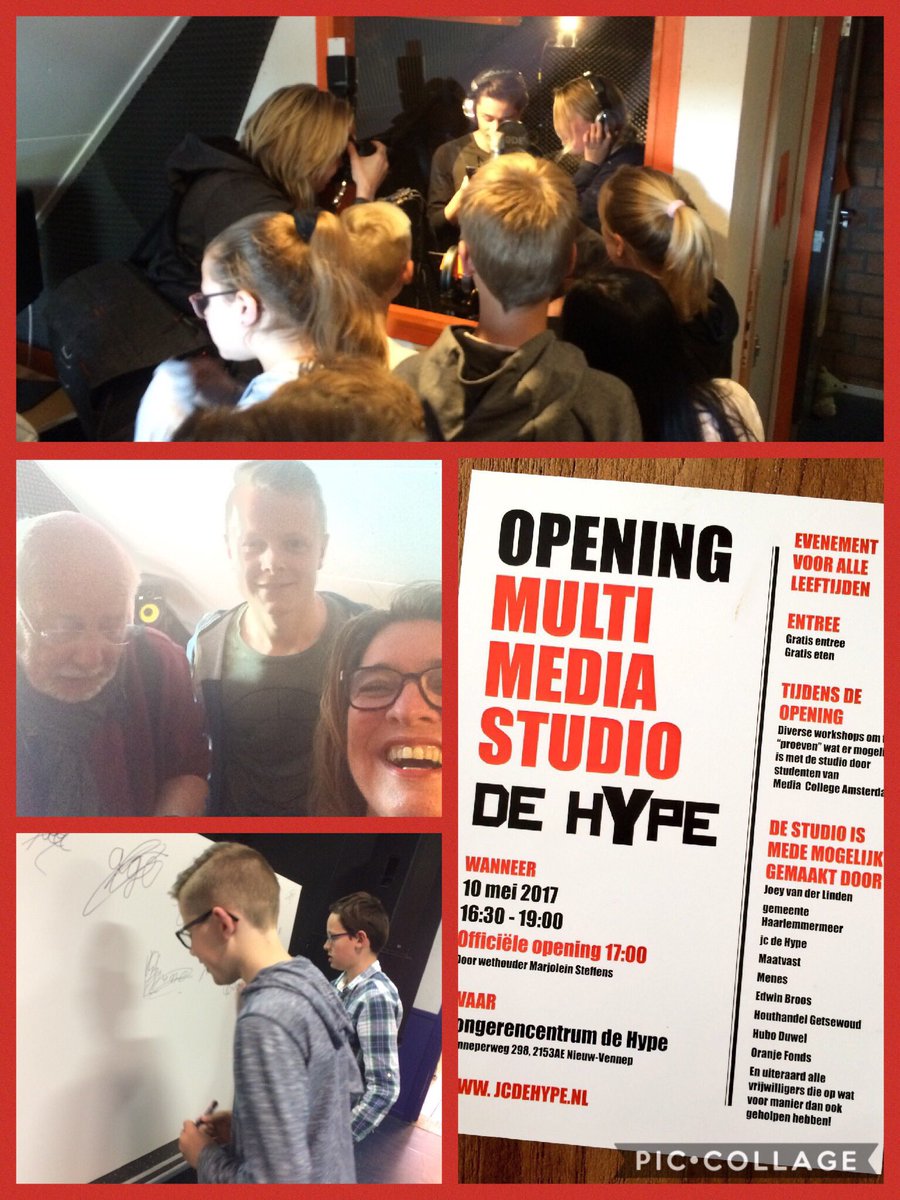 Wat n tóp middag <a href="/jcdeHype/">de Hype</a>!
Multimedia studio geopend die door jongeren zélf is bedacht &amp; gerealiseerd. Zó trots op initiator Joey vd Linden