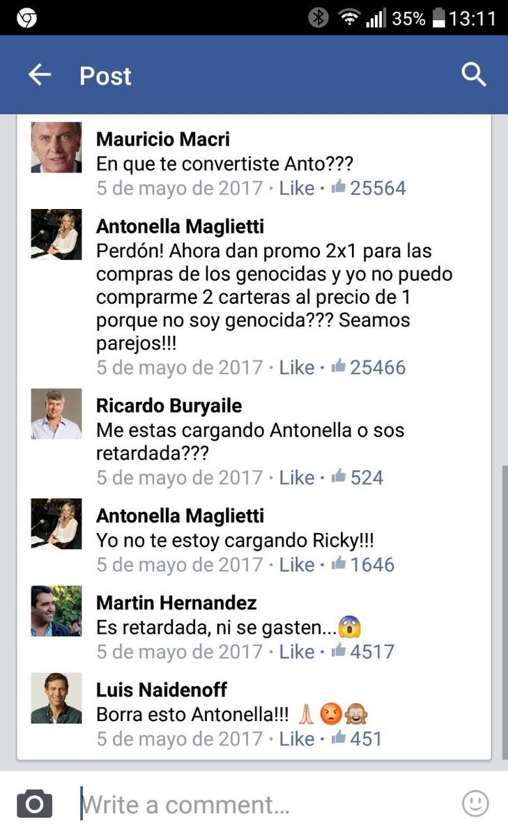 micasan82's tweet photo. Fuerte cruce entre @Antomaglietti @mauriciomacri @BuryaileRicardo @Mohernandez y @luisnaidenoff por un polemico posteo de Maglietti!!! https://t.co/JQG4zTrWPA