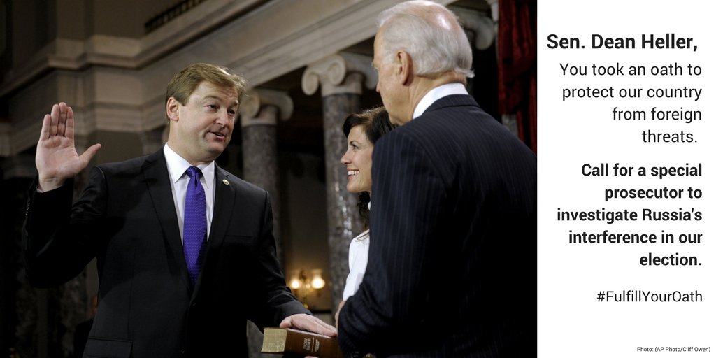 doublethree4's tweet image. .@SenDeanHeller #FulfillYourOath &amp;amp; call for special prosecutor to investigate Russia’s election interference #ATN