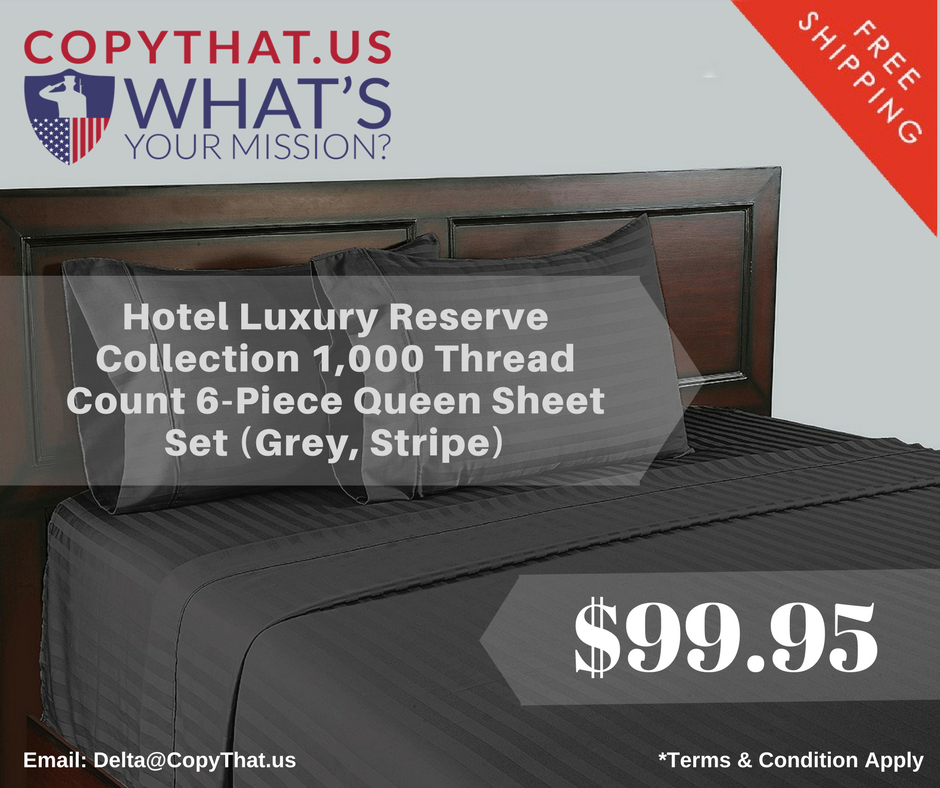 Copy_That_US's tweet photo. Hotel Luxury Reserve Collection 1,000 Thread Count 6-Piece Queen Sheet Set. #BadSheet #freeshipping #discount #offer https://t.co/XaEQ08tcUd https://t.co/hfeVoQqFW9