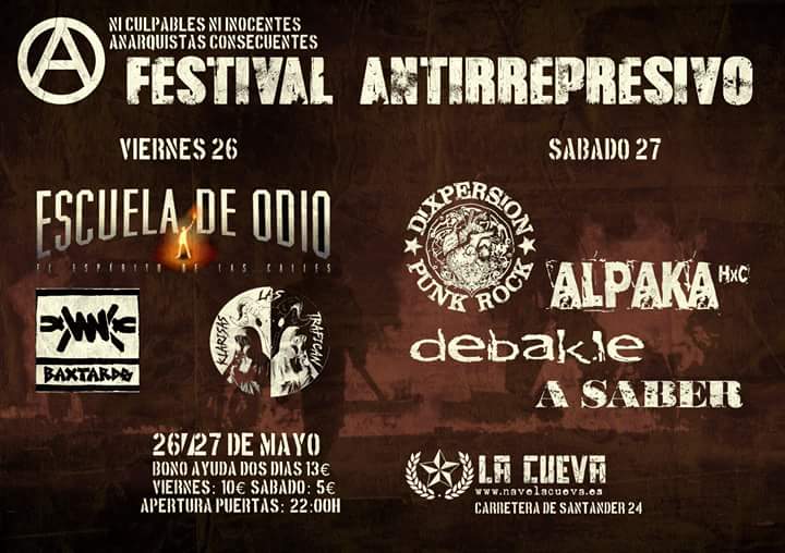 Festival Antirrepresivo en <a href="/CuevaPalentina/">LA CUEVA</a> de Palencia con @escueladeodio <a href="/DIXPERSION/">DIXPERSION (OFICIAL)</a> <a href="/BaXtards/">BaXtards</a>...