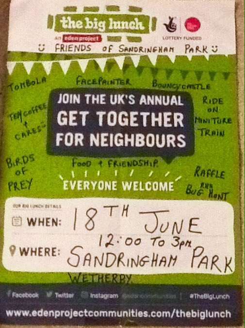 Just over 5 weeks to our Big Lunch in Sandringham Park.
Our thanks to donators <a href="/SantAngeloWethe/">CS Wetherby</a> &amp;@marketplacedeli for your support again 😎