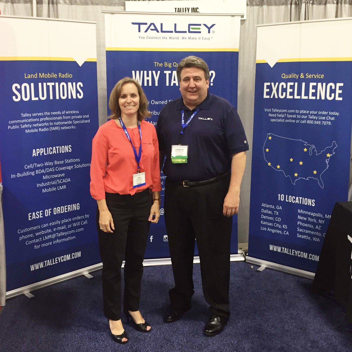 TalleyLLC's tweet photo. Meet Jill and Charlie from the Talley LMR team at UTC! #talleyinc #booth208 #utilitiestechnologycouncil #utc #LMR https://t.co/O7tc7Jz5fl