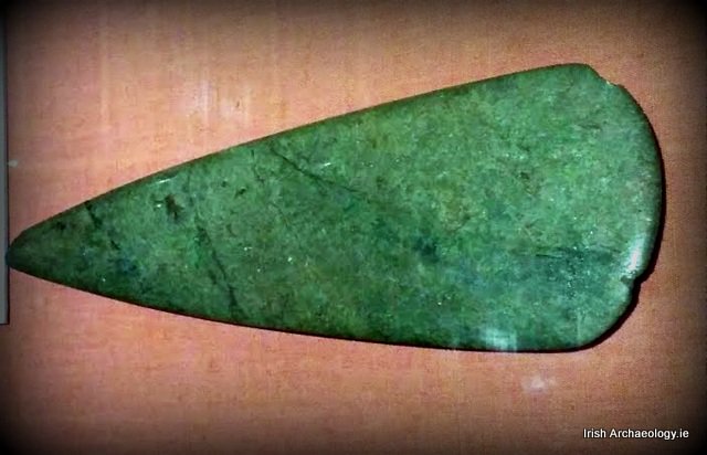 irarchaeology's tweet photo. A Neolithic jade axe from Kincraigy, Co. Donegal. The stone used was sourced from the Italian Alps #archaeology https://t.co/LHXvf4ivTk