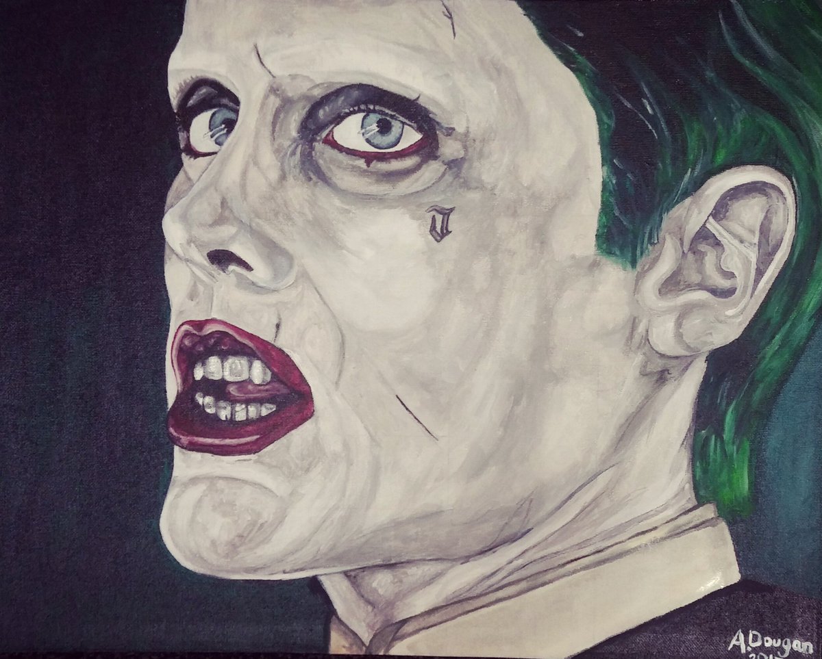 AntoniaToni666's tweet photo. Painting i did of joker 💚 acrylic on canvas https://t.co/bcYZGKfKIF