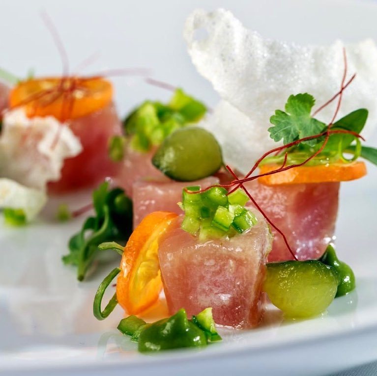 Chef Melissa's Albacore tuna... Candied kumquat, cilantro, serrano chili, cucumber, nam jim. 50% OFF Spring Menu Sunday - Thursday. #instag…