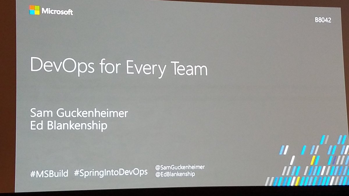 dgpblogster's tweet photo. Next stop: "DevOps for every team" with @SamGuckenheimer and @edblankenship #MSBuild 2017 #SpringIntoDevOps https://t.co/FuzQR7ouNb