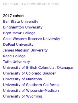 CLIRDLF's tweet image. Excited to be welcoming teams from the following great institutions to this year’s DLF #eResearchNetwork: diglib.org/groups/e-resea…