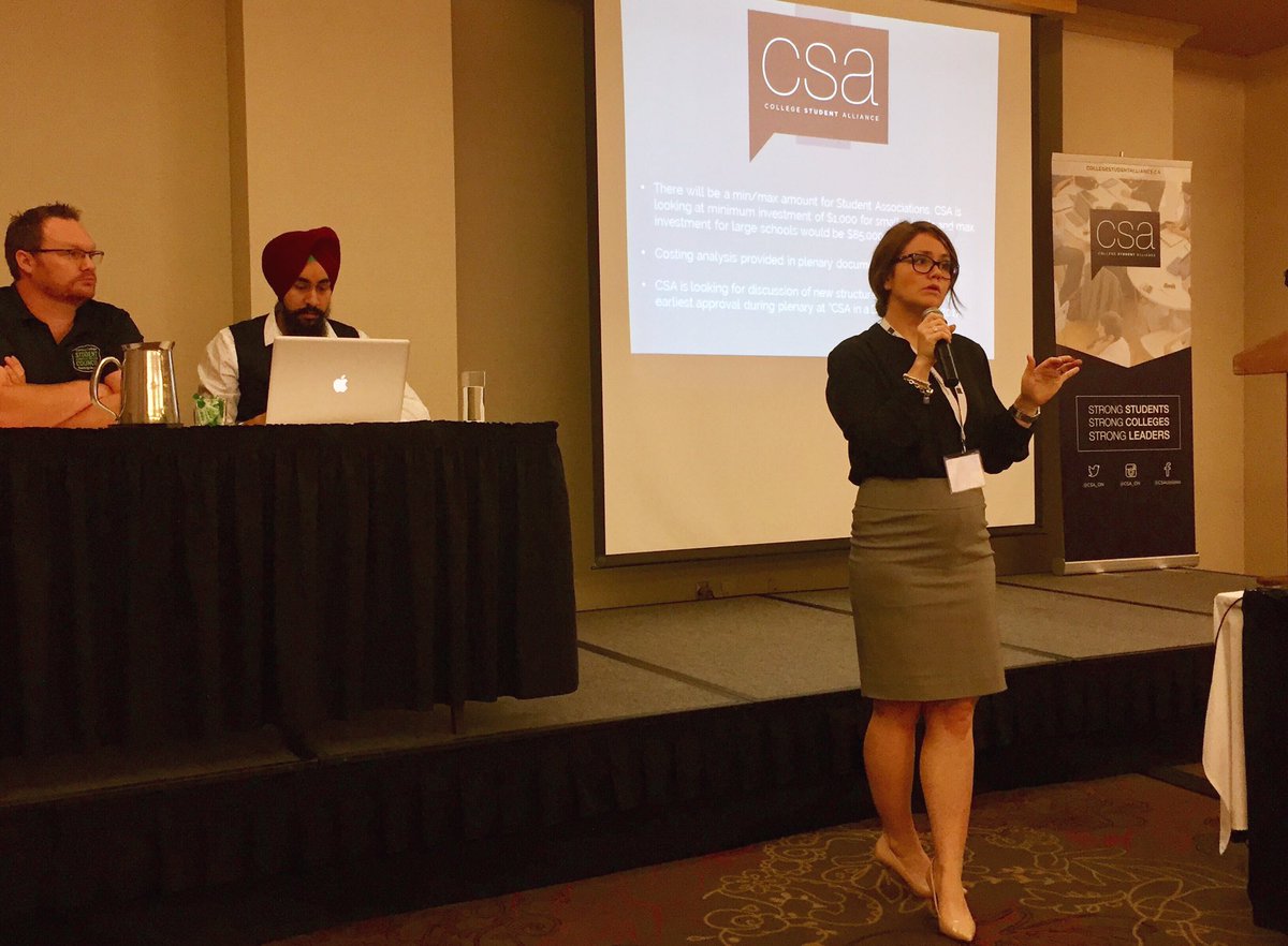 CSA_ON's tweet photo. The future of CSA - and Ontario's college students - is bright. Our GM, President & VP are discussing our next steps with #CSAMay delegates. https://t.co/uo9SJ46qcx