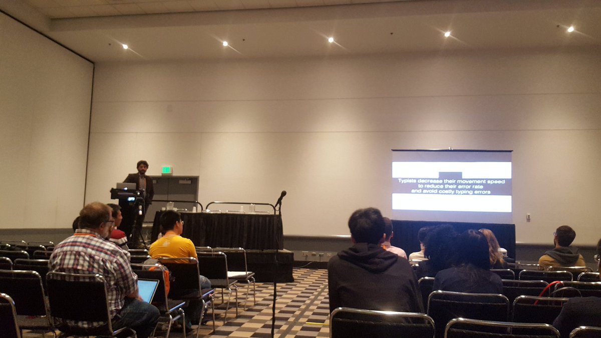 aninddey's tweet photo. PhD student @nikola_banovic (@cmuhcii and @ubicomp_lab) giving #chi2017 honorable mention award talk on modeling errors in mobile text entry https://t.co/ts01PykjtI