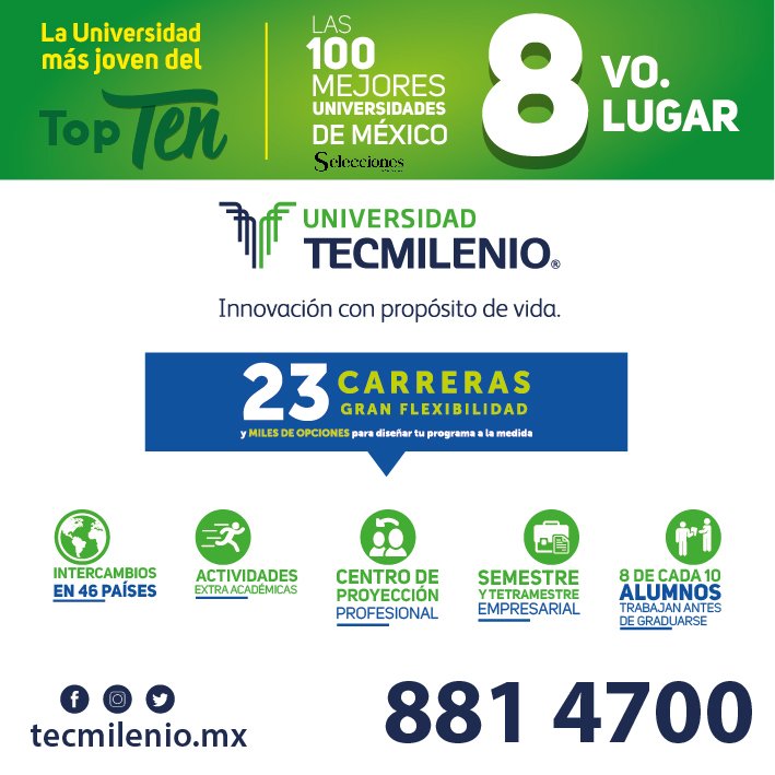 Tecmilenio: La Universidad mas joven del Top Ten de Universidades de México #OrgulloTecmilenio #ToptenUniversidades #Cancun #PlayaDelCarmen