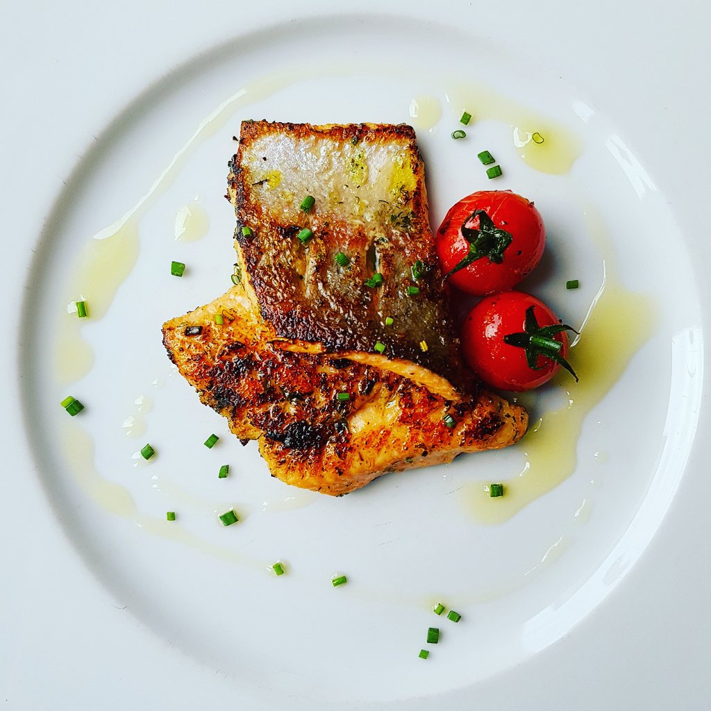 We used some of our delicious Salmon Trout fillet to prepare this stunning plate! 🍽️ #food #fisheries #fish #seafood #salmon #trout