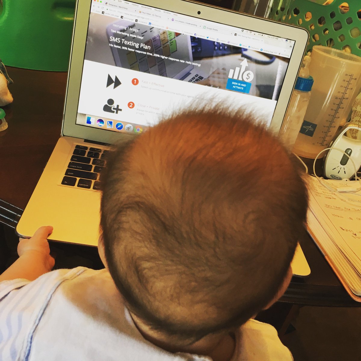 recruitingbrdg's tweet photo. So easy even a baby can do it! Activate your SMS plan NOW, not later! https://t.co/ODfc99iFZZ #recruitingbridge #retention #textmarketing https://t.co/J018vWnNpL