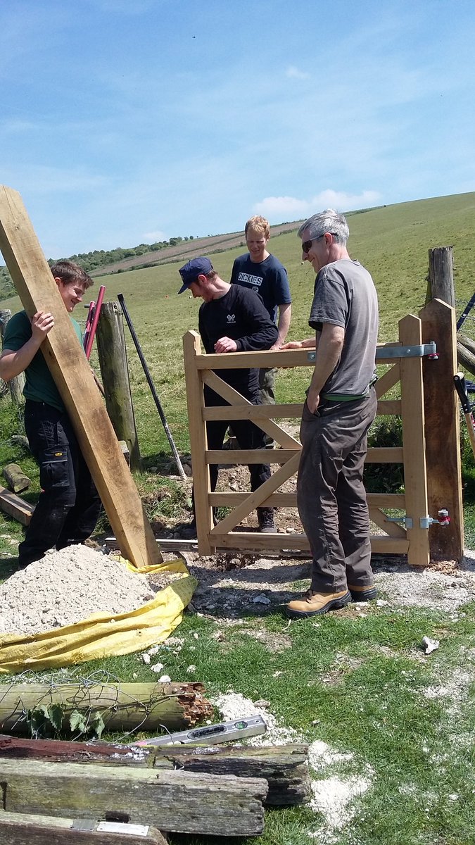 Ranger_sdnpa's tweet photo. @sdnpa volunteers and @SussexWildlife trust apprentices  doing two gates at once #Southerham #Lewes #teamwork https://t.co/24pcuw1KLq